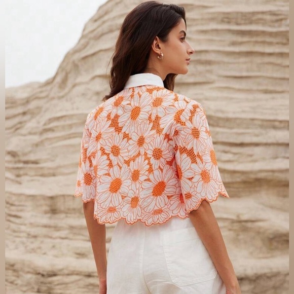 Vibrant Floral Lace Crop Top – Perfect Summer Essential! 🧡🧡 - Picture 6 of 6